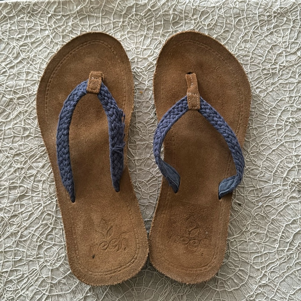 Brown and blue REEF sandals